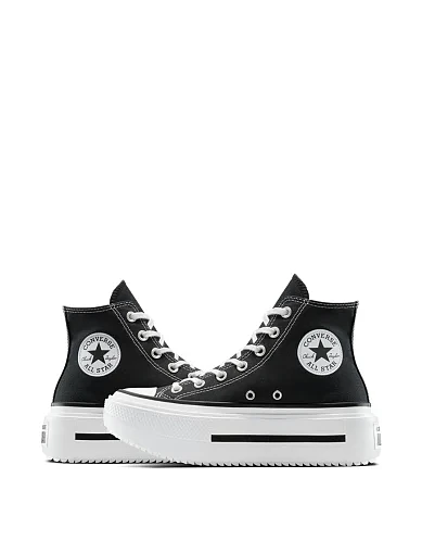 Женские ботинки Converse Chuck Taylor All Star Lift Double Stack текстильные черные - фото 4 - Miraton