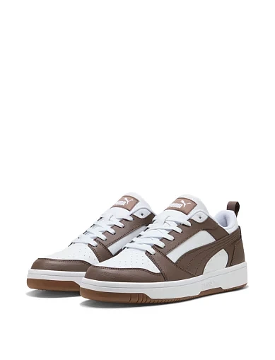 Мужские кеды PUMA Rebound v6 Low из экокожи коричневые - фото 3 - Miraton