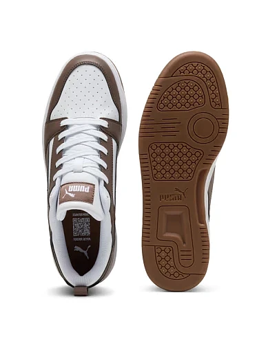 Мужские кеды PUMA Rebound v6 Low из экокожи коричневые - фото 4 - Miraton