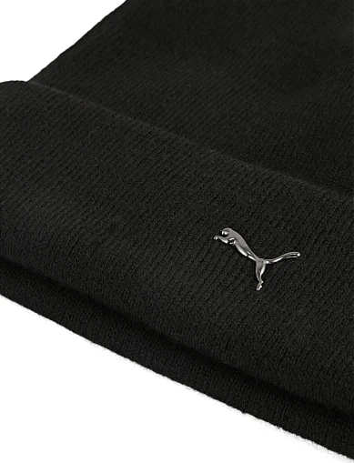 Шапка PUMA METALPUMACAT HighCrownBeanie текстильная черная - фото 3 - Miraton
