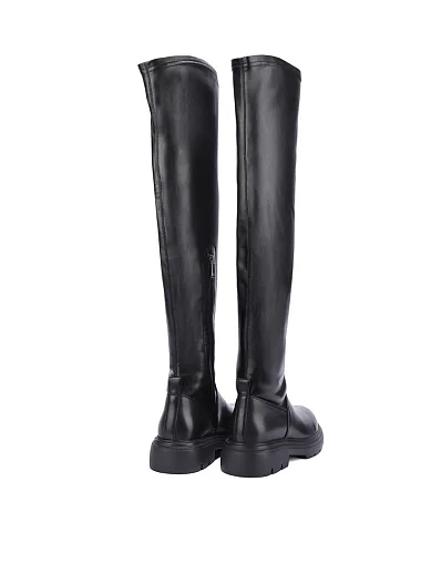 Женские ботфорты кожаные черные - фото 4 - Miraton