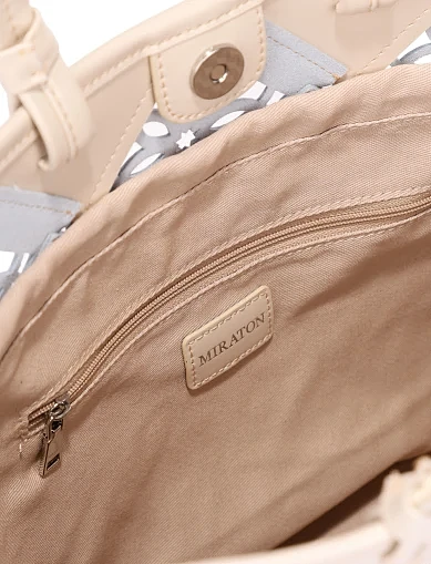 Женская сумка кожаная молочного цвета - фото 6 - Miraton