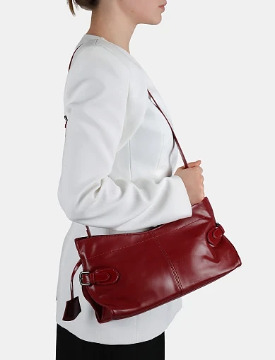 Женская сумка через плечо кожаная бордовая - фото 2 - Miraton