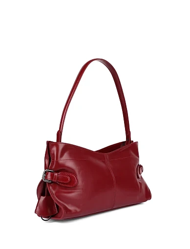 Женская сумка через плечо кожаная бордовая - фото 3 - Miraton