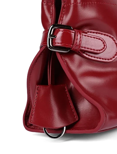 Женская сумка через плечо кожаная бордовая - фото 5 - Miraton