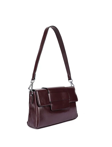 Женская сумка через плечо кожаная бордовая - фото 3 - Miraton