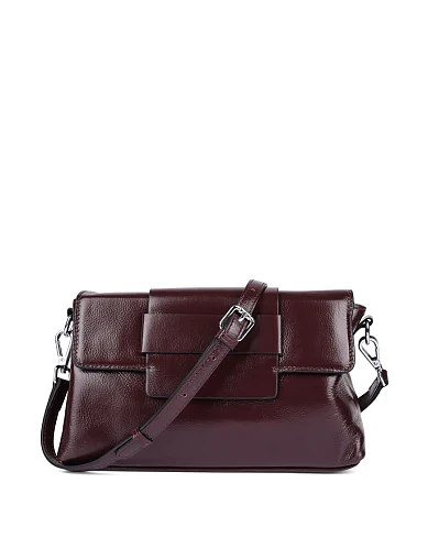 Женская сумка через плечо кожаная бордовая - фото 6 - Miraton