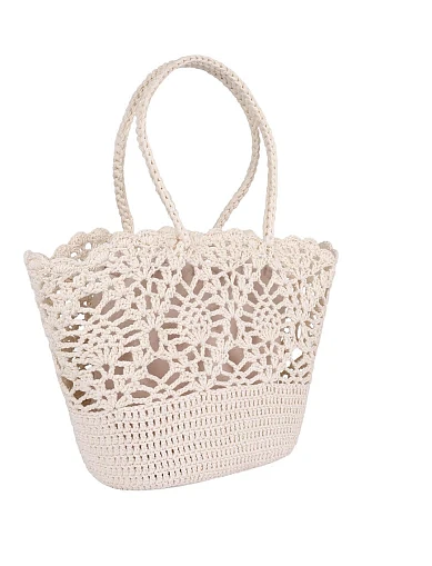 Жіноча сумка тканинна молочного кольору(B056113-1) - фото 2 - Miraton