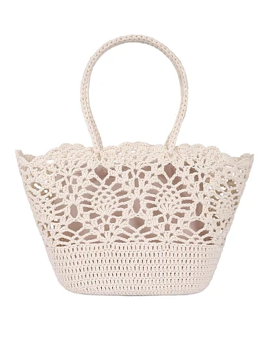 Жіноча сумка тканинна молочного кольору(B056113-1) - фото 3 - Miraton