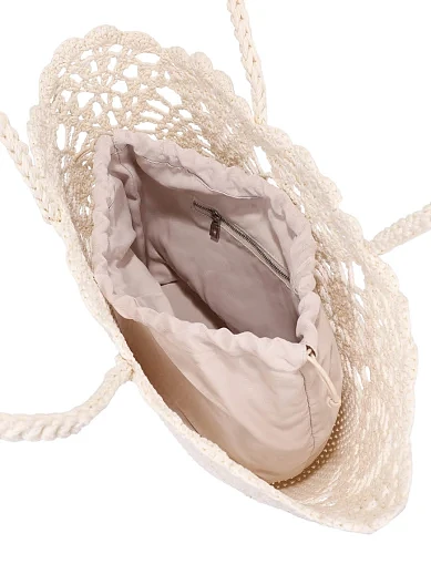 Жіноча сумка тканинна молочного кольору(B056113-1) - фото 5 - Miraton