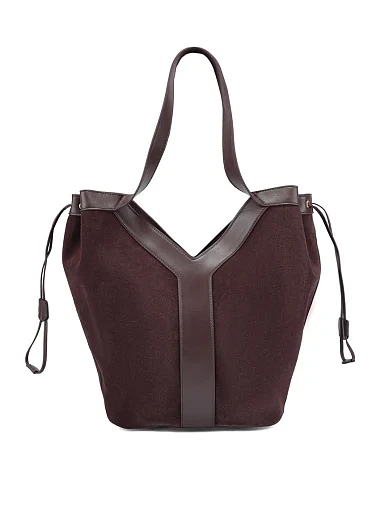 Женская сумка шоппер замшевая коричневая - фото 2 - Miraton