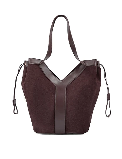 Женская сумка шоппер замшевая коричневая - фото 4 - Miraton