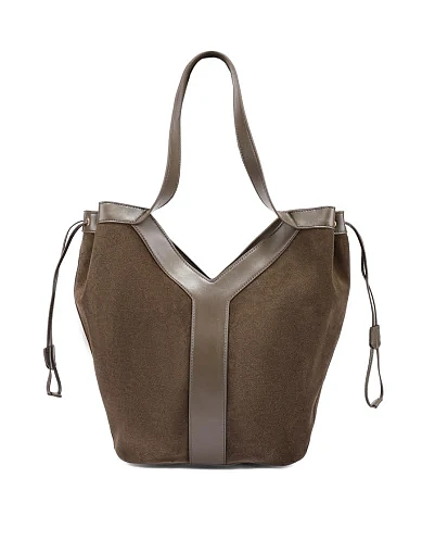 Женская сумка шоппер замшевая зеленая - фото 3 - Miraton