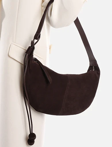 Жіноча сумка замшева коричнева(89-8787-1) - фото 7 - Miraton