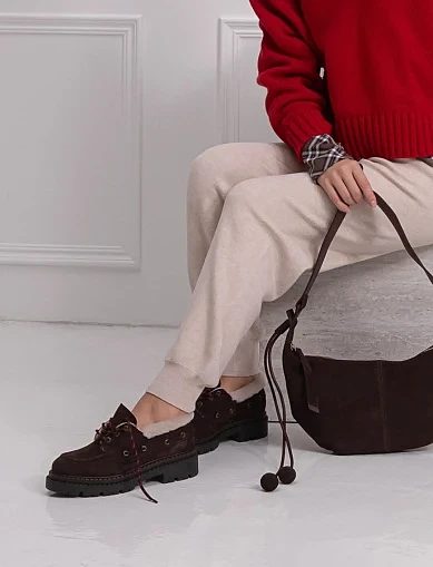 Жіноча сумка замшева коричнева(89-8787-1) - фото 8 - Miraton