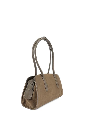 Женская сумка через плечо замшевая зеленая - фото 3 - Miraton