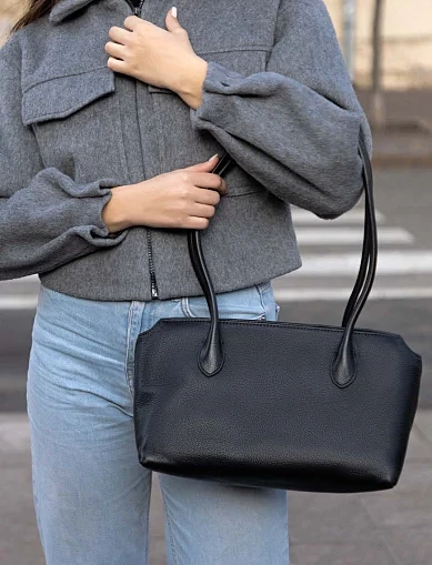 Женская сумка кожаная черная - фото 2 - Miraton