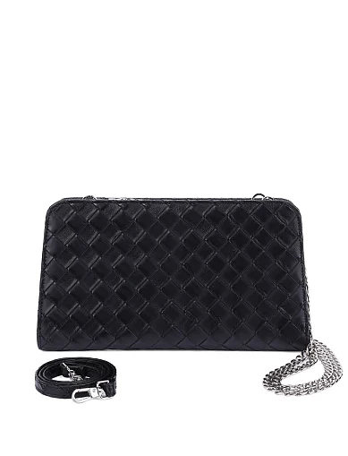 Кошелек на цепочке кожаный черный - фото 1 - Miraton