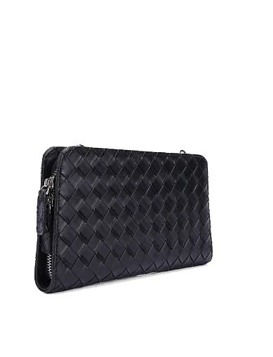 Кошелек на цепочке кожаный черный - фото 2 - Miraton