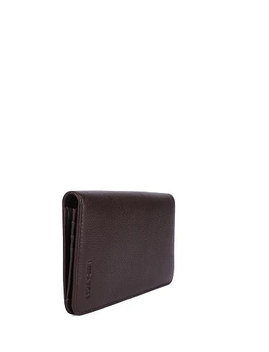 Кошелек на магните кожаный коричневый - фото 2 - Miraton