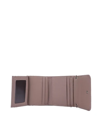 Кошелек на кнопке кожаный розовый с цепочкой - фото 4 - Miraton