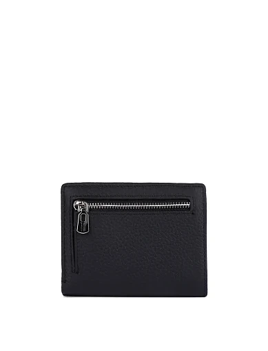 Кошелек на кнопке кожаный черный - фото 3 - Miraton