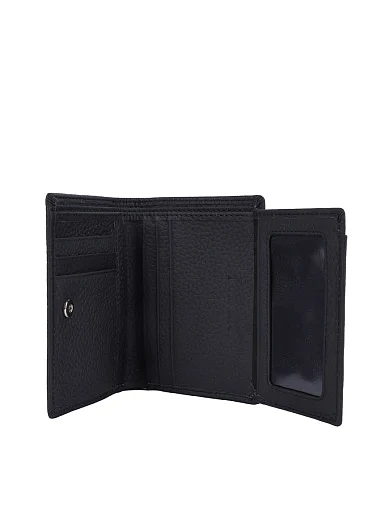 Кошелек на кнопке кожаный черный - фото 4 - Miraton