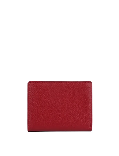 Кошелек на кнопке кожаный красный - фото 1 - Miraton