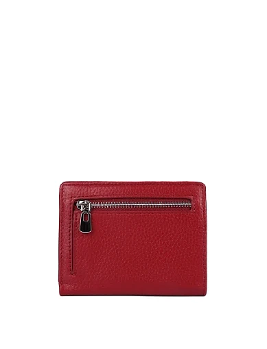 Кошелек на кнопке кожаный красный - фото 3 - Miraton