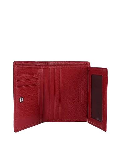 Кошелек на кнопке кожаный красный - фото 4 - Miraton