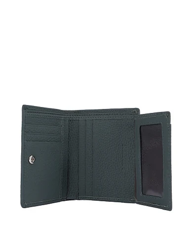 Гаманець на кнопці шкіряний зелений(1851-1861-3) - фото 4 - Miraton