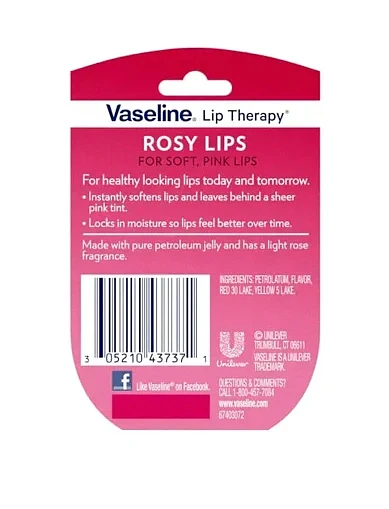 Бальзам для губ Carmex Vaseline Lip Rosy lips, 7 г.(Бальзам для губ Vaseline Lip Rosy lips 7 г.) - фото 2 - Miraton