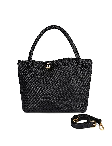 Женская сумка шоппер кожаная черная - фото 6 - Miraton