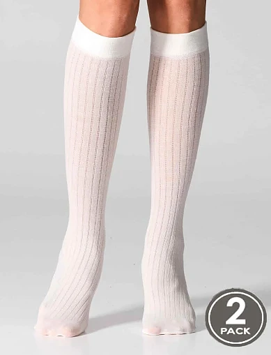 Гольфы женские из шерсти мериноса черные 2 пары - фото 1 - Miraton