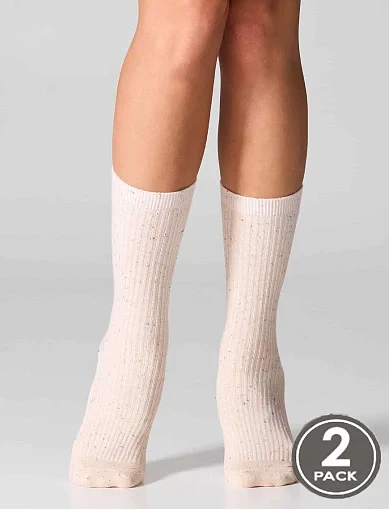 Носки женские хлопковые молочно-персиковые 2 шт. - фото 1 - Miraton