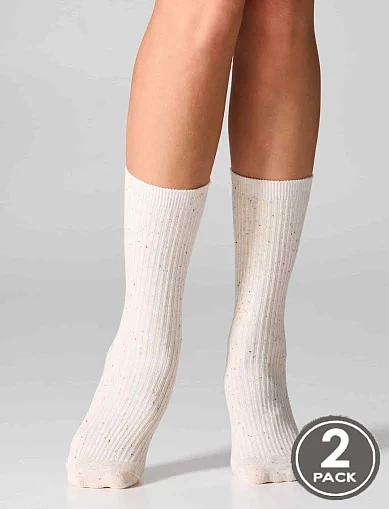 Носки женские хлопковые бело-голубые 2 шт. - фото 1 - Miraton