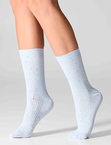 Носки женские хлопковые бело-голубые 2 шт. - фото 2 - Miraton