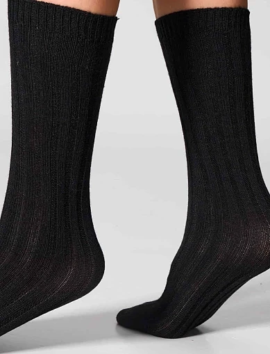 Носки женские из ангоры в рубчик черные 2 шт. - фото 2 - Miraton