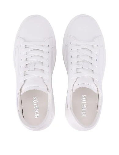 Жіночі кеди шкіряні білі(D228-1) - фото 2 - Miraton