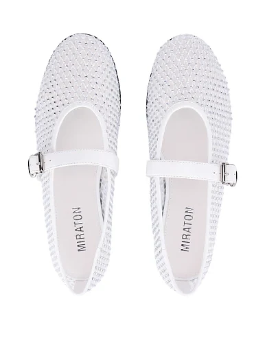 Жіночі балетки з сітки білі(JR1073-13B) - фото 6 - Miraton