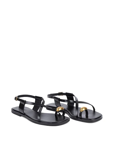 Женские сандалии кожаные черные - фото 2 - Miraton