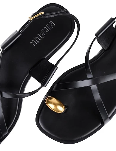 Женские сандалии кожаные черные - фото 5 - Miraton