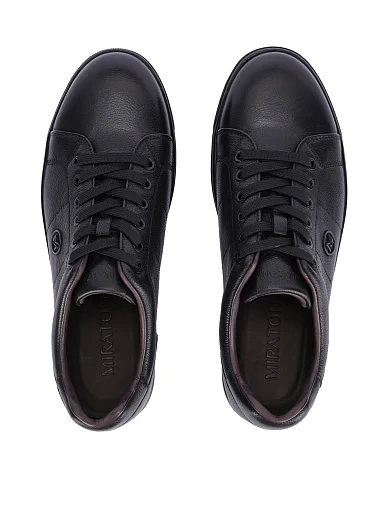 Мужские кеды кожаные черные - фото 4 - Miraton