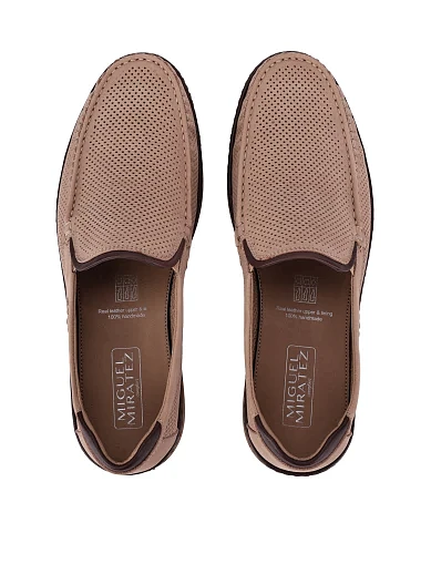 Мужские туфли из нубука бежевые - фото 4 - Miraton