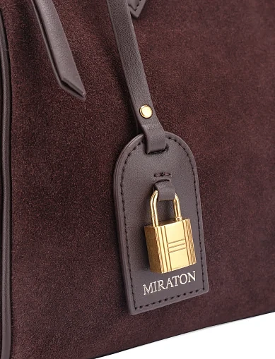 Женская сумка через плечо замшевая коричневая - фото 5 - Miraton