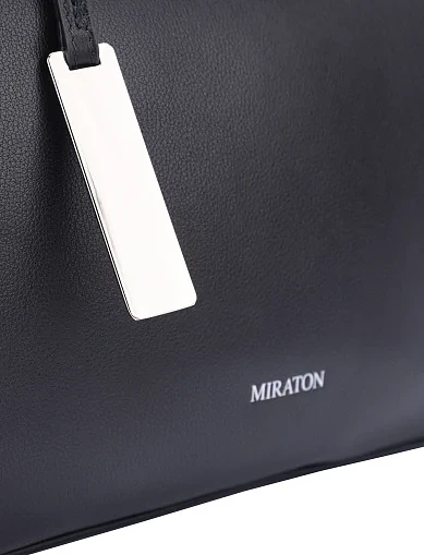 Женская сумка тоут кожаная черная - фото 5 - Miraton