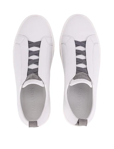 Мужские кеды кожаные белые - фото 4 - Miraton