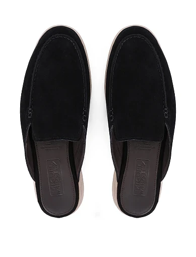 Мужские сабо замшевые черные - фото 4 - Miraton