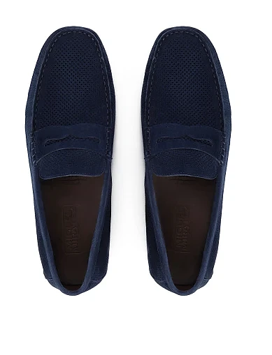 Чоловічі замшеві мокасини синього кольору (1102-13-68) - фото 4 - Miraton