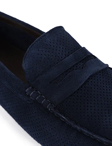Чоловічі замшеві мокасини синього кольору (1102-13-68) - фото 5 - Miraton